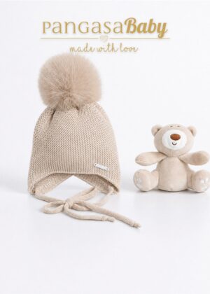 Gorro orejero con pompon natur