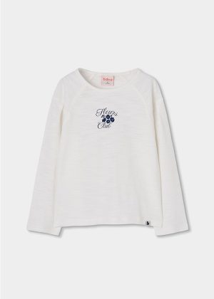 Camiseta punto flamé de niña